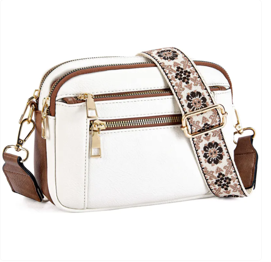 Triple-zipper Shoulder Bag