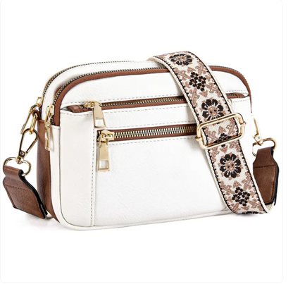Triple-zipper Shoulder Bag